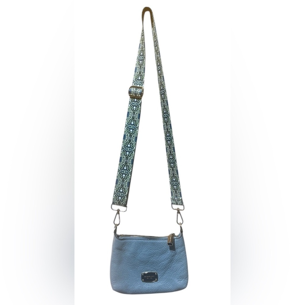 Michael Kors Bedford Pebbled Leather Crossbody Bag Baby Blue